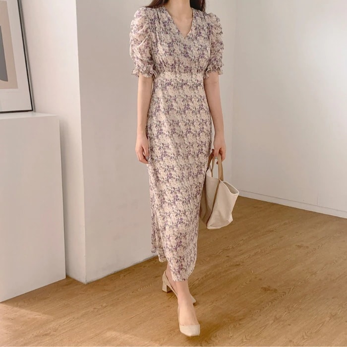 ワンピース ワンピドレス ロング ロング丈 袖あり 半袖 5分袖 五分袖 Vネック 襟なし フレア スリム Aライン かわいい 大人可愛い きれいめ シンプル カジュアル 大人 上品 おしゃれ お洒落