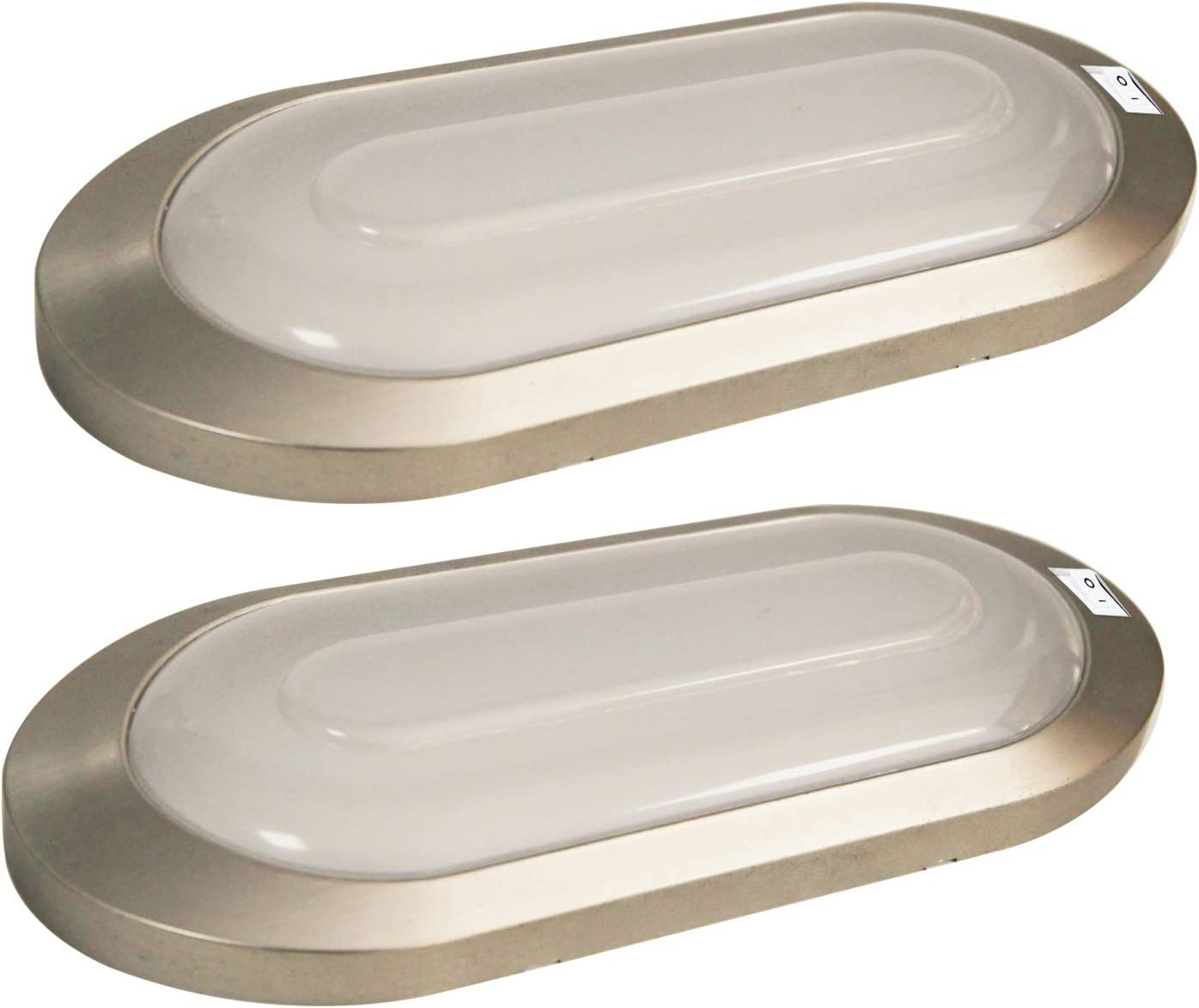 【新品】Facon 12V LED ブライト RV パンケーキ ライト 表面実装 DDS01-008 12ボルト 内部 シーリング ドーム ライト オン/オフ スイッチ付き RV モーターホーム キャ