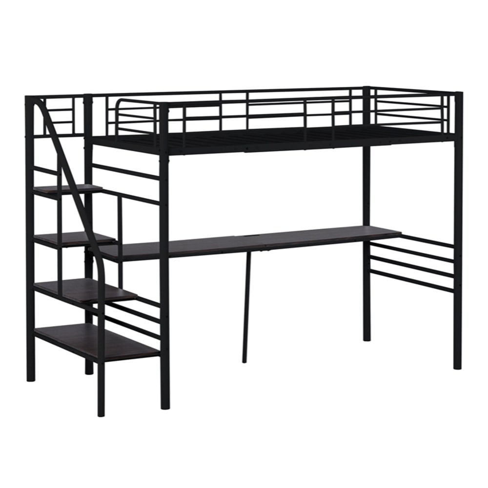 【現地発送.送.料.無.料！】ロフトベッド 階段付き パイプベッド シングル コンセント付き 収納 子供ベッド 子供部屋二段ベッド スチール 耐震 ベッド シングル パイプベッド パイプ20