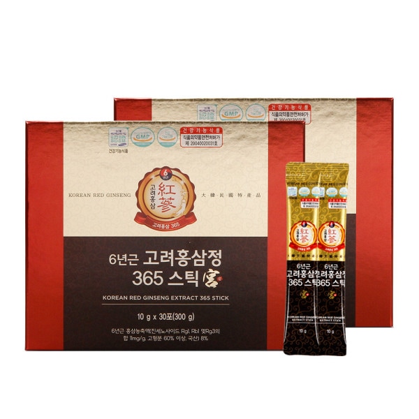 韓国産紅参エキス365スティック/紅参/紅参スティック/2箱/ギフトセット/ショッピングバッグ