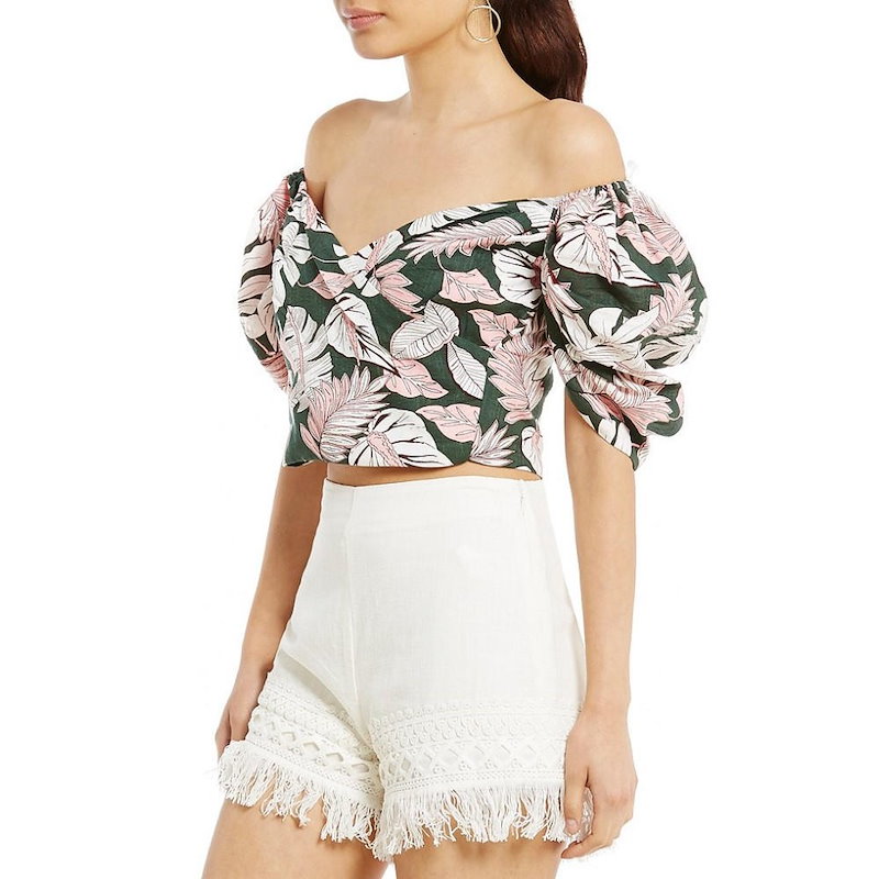 ジャンビニ レディース トップス ブラウス【Gianni Bini Brenda Off the Shoulder Blouse】Thorny Green ジャンビニ レディース トップス ブラウス【Gianni Bini Brenda Off the Shoulder Blouse】Thorny Green