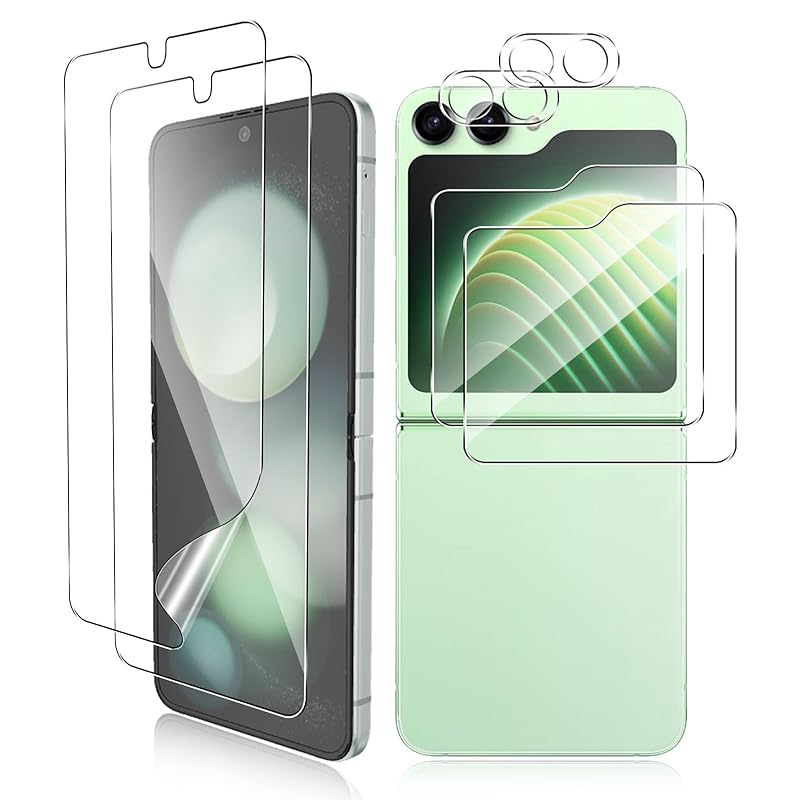 【2+2+2枚セット】Galaxy Z Flip5 フィルム（2枚）+背面スクリーンフィルム（2枚）+カメラフィルム（2枚）旭硝子製 Kluso SC-54D/SCG23 対応 TPU素材+強化ガラス