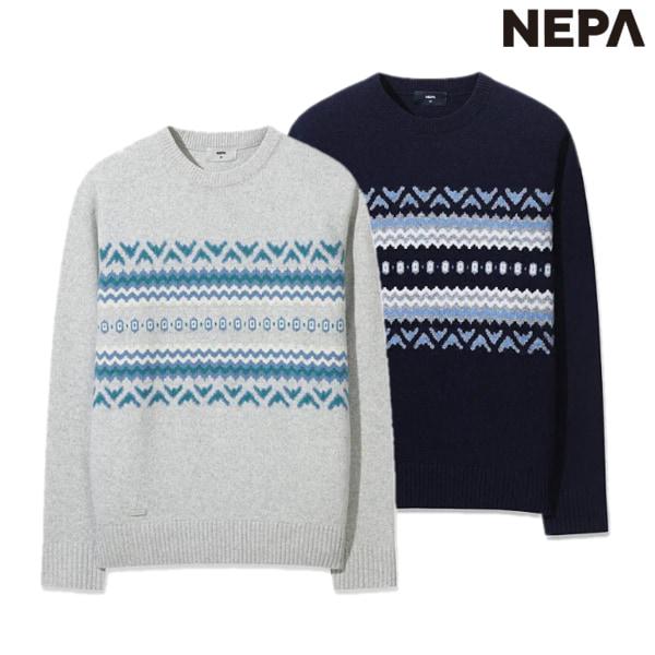 男性秋冬カジュアルノルディックパターンニットセーターTシャツ7L75904