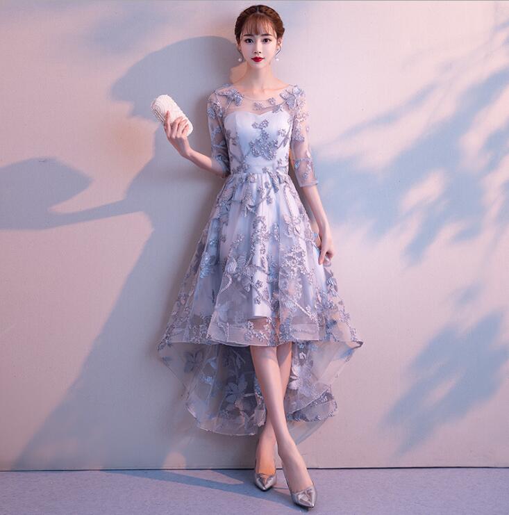 パーティードレス ワンピース レディース 優雅 Aライン 前短後長丈ワンピース ロング丈 結婚式 お呼ばれ フォマール おしゃれ きれいめ 着痩せ 袖付き 大きいサイズ 小さいサイズ 演出 女性 20 4,822円