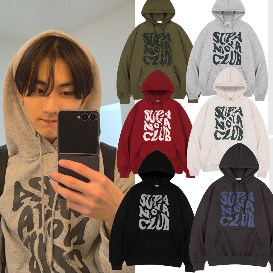 ENHYPEN ジョンウォン 着用 Super Nova Club Logo Oversized Fit Hoodie 6色