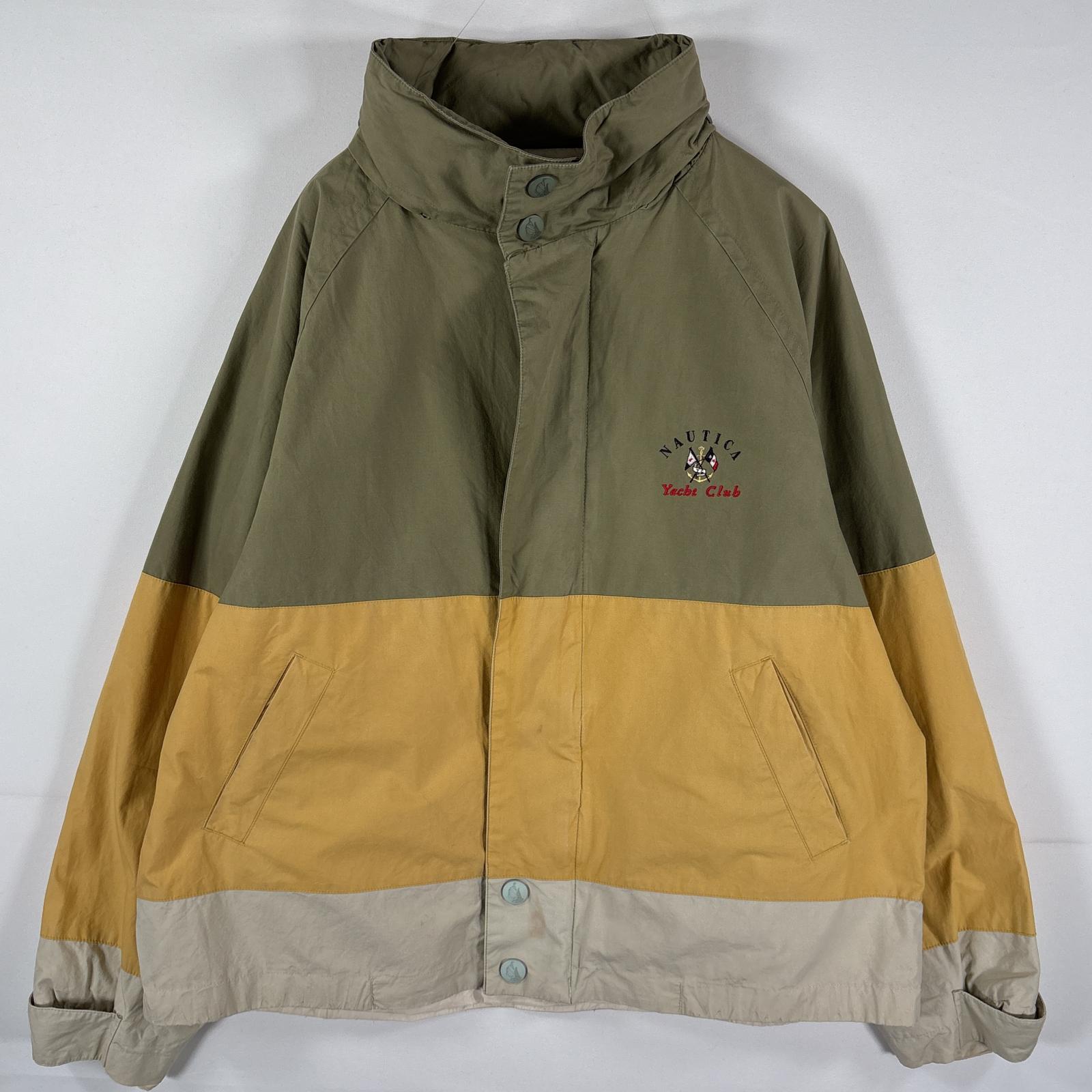 古着 90s/90年代 セーリングジャケット ワンポイント刺繍ロゴ L カーキ イエロー ベージュ マルチカラー メンズ