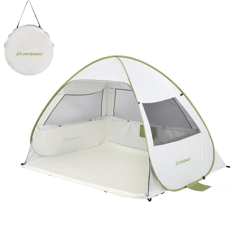 EchoSmile ポップアップテント ビーチテント サンシェード ワンタッチ 1秒設営 ビーチ 2/4人用 テント フルクローズ 防水 耐水圧2500mm UVカット 簡単組立 アウトドア キャンプ