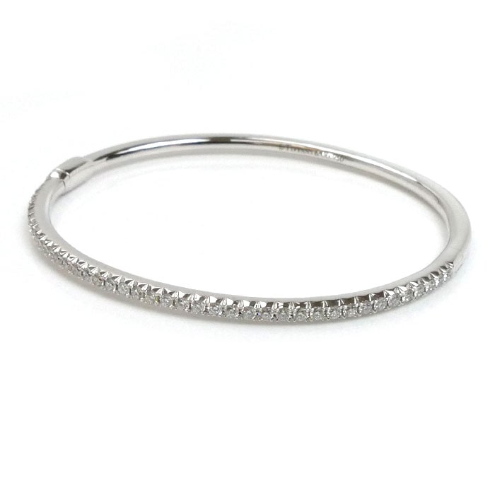 TIFFANY&Co. ティファニー K18WG ホワイトゴールド メトロ ヒンジ ブレスレット 60006078 ダイヤモンド 13.1g バングル レディース 中古 美品