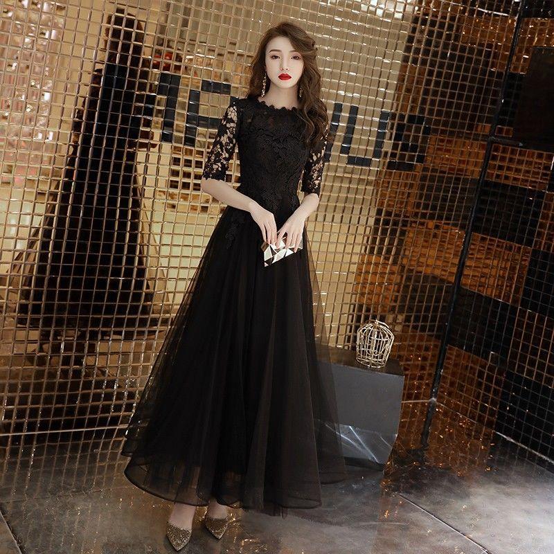 贈り物ブラックイブニングドレス 女性用 宴会用 エレガントな雰囲気 2026年新作 パーティー・誕生日会用ドレス