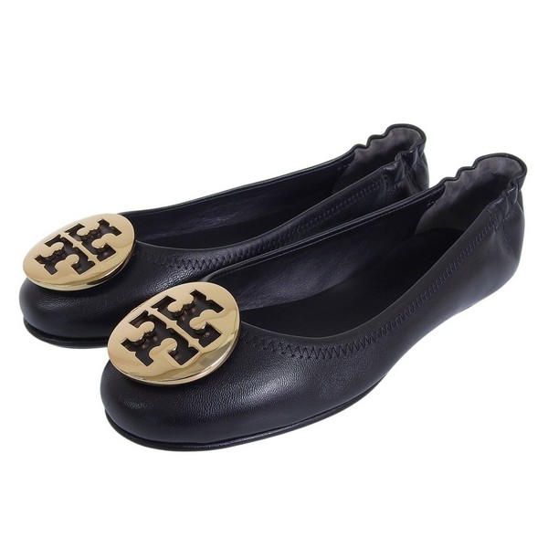 トリーバーチ 靴 レディース パンプス アウトレット 23cm レザー ブラック MINNIE TRAVEL BALLET WITH METAL 50393-13023 TORY BURCH