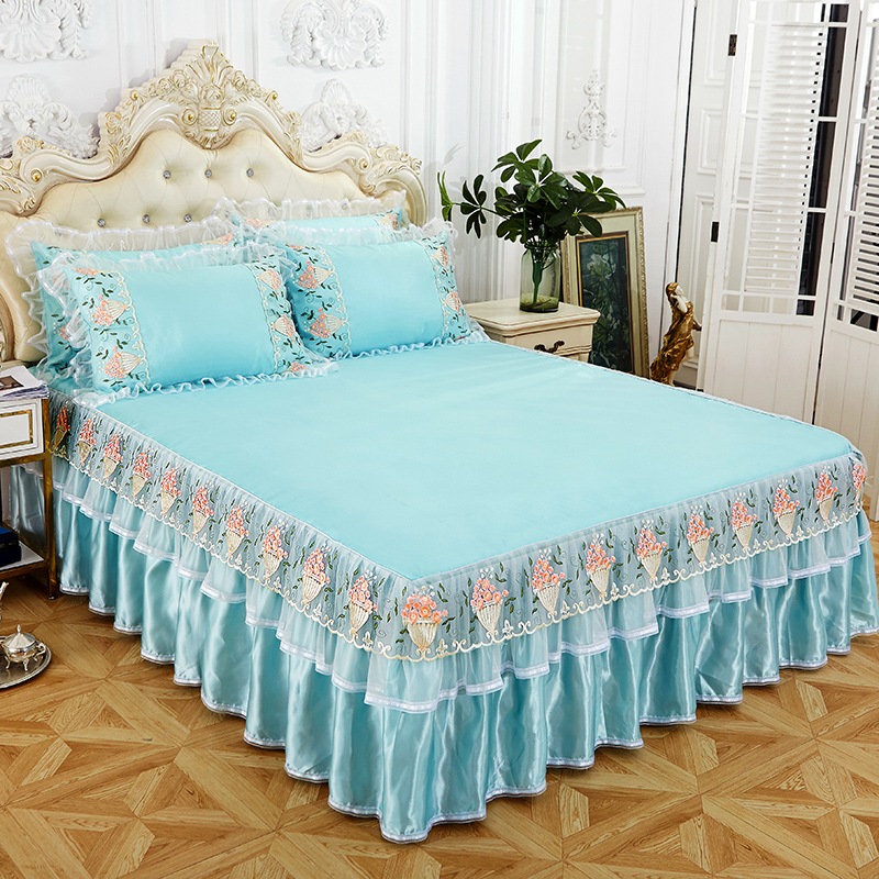 3点セット：120220CMベッドシーツ ベッドカバーセット シングル かわいい シーツ寝具セット おしゃれセミダブル可愛い 韓国 プリンセス風 ピンク 甘い フリル付き 四節適用 レース