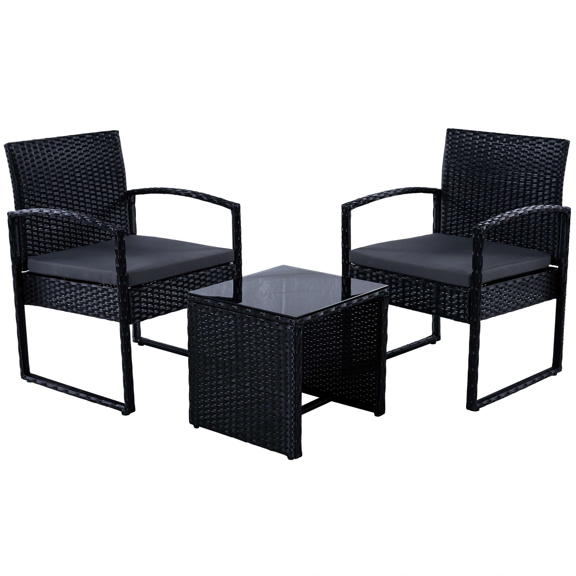 1952【元SKU:WF318611】ラタン調 ガーデンファニチャー 3点 ガーデンテーブル ガーデンチェアー ラタン調 テーブル 家具 樹脂 ホテル カフェ ベランダ テラス 屋外家具 高級 ソファ