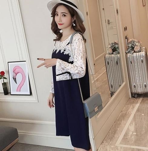 1317．花柄レースルーズワンピース（ホワイト）　大人 かわいい カジュアル OL 女子会 20代 30代