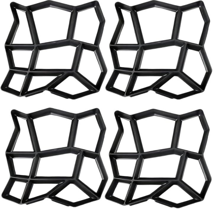 ガーデニングモールド 型枠 コンクリート DIY 誰でもプロ モルタル用 セメント型枠 石畳 敷石 レンガ調 飛び石 庭 リフォーム 外構施工 軽量 高耐久(ブラック4個) 4,896円