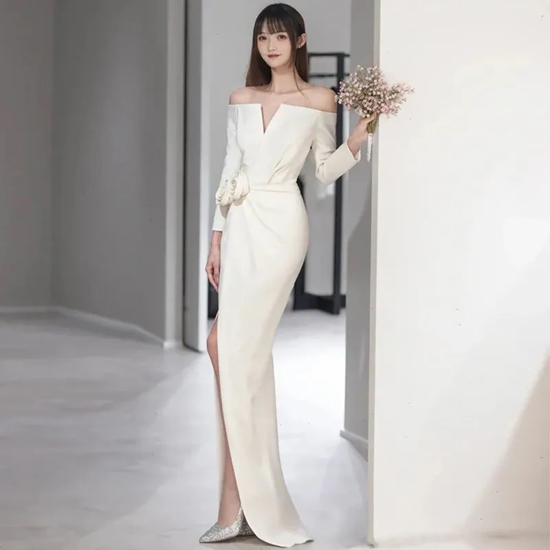 【無.料 2025新入荷·高.品質】【豪華でロマンチックなデザイン！】ウェディングドレス 白 イブニングドレス パーティードレス ワンピース 二次会 結婚式 成人式 演奏会 花嫁 お呼ばれ 披露宴 3