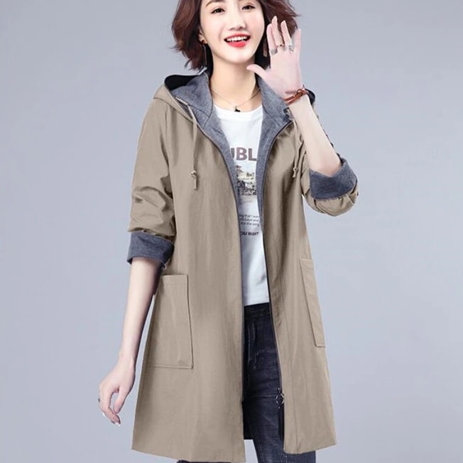 スプリングコート レディース トレンチコート フード ロング 秋物 春コート 通勤 美品 春 アウタ