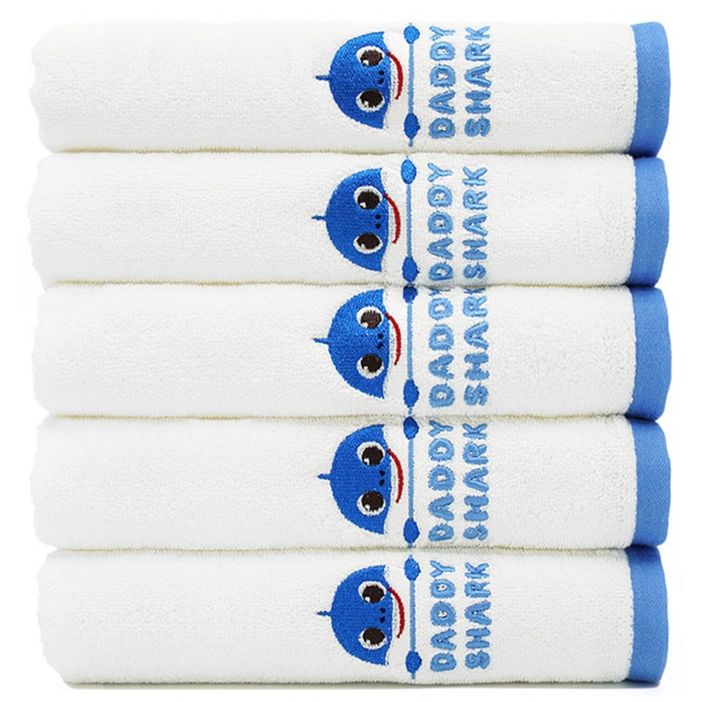 ベビーサメデイリーキャラクタータオル150g 30水綿糸ブルー5個