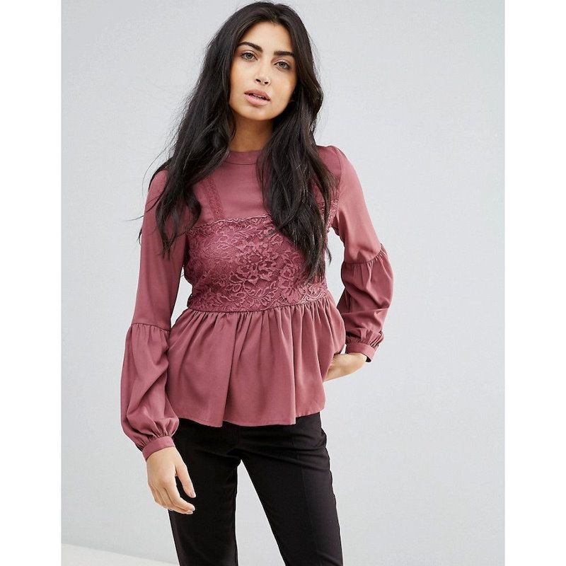 ヴィラ レディース トップス ブラウス・シャツ【Vila Lace Detail Balloon Sleeve Blouse】Rose ヴィラ レディース トップス ブラウス・シャツ【Vila Lace Detail Balloon Sleeve Blouse】Rose