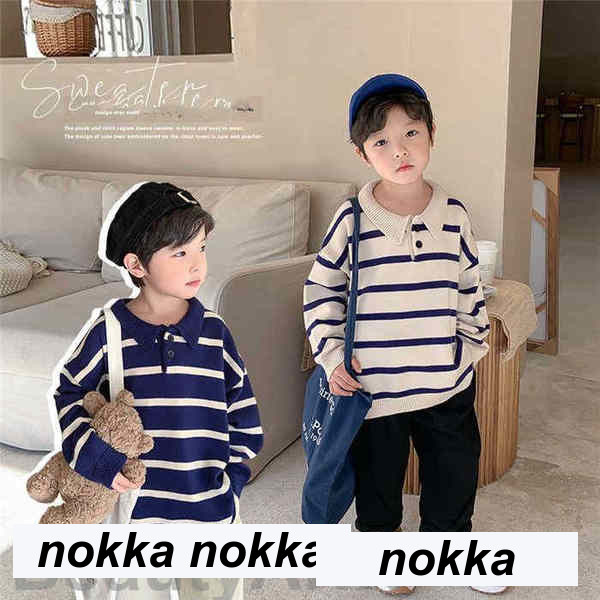 子ども服 キッズ セーター ユニセックス タートルネックセーター ストライプ柄 防寒 冬着 男の子
