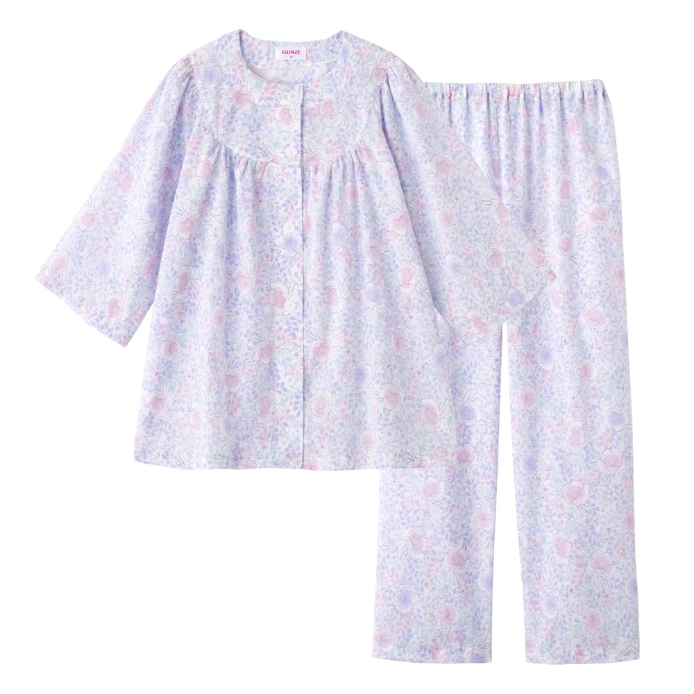 [グンゼ] パジャマ 婦人7分袖長パンツ（袖・足口ゴム通し穴付） 綿１００％ キシリトール加工 レディース パープル