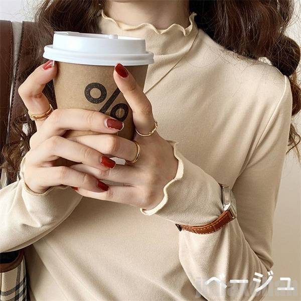 カットソー シャツ 長袖 トップス モダールソフトニット ハイネック レディース 4色 ベージュ ホワイト ブラック カーキ 春 秋 インナー シンプル 無地 着痩せ ファッション 5,535円