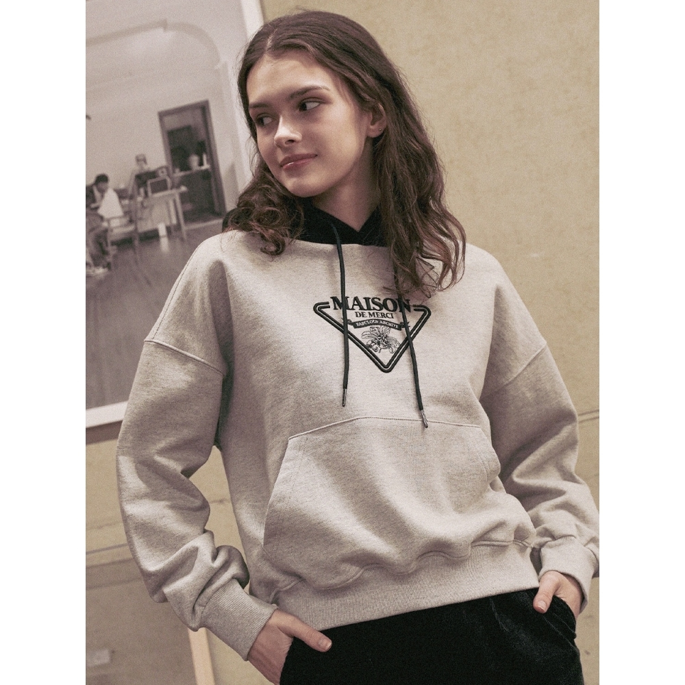 シューティングアーカイブレディースクロップメゾンシグネチャーエンブレムツートーンヘビーテリーパーカーメランジーブラック (FCD3TS715W)