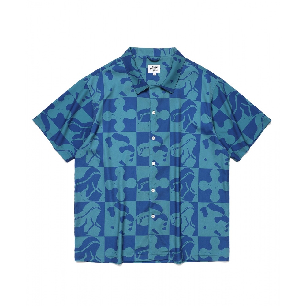 キャビッシュカデホプリントハーフスリーブシャツブルー (CV2DMUW323B)