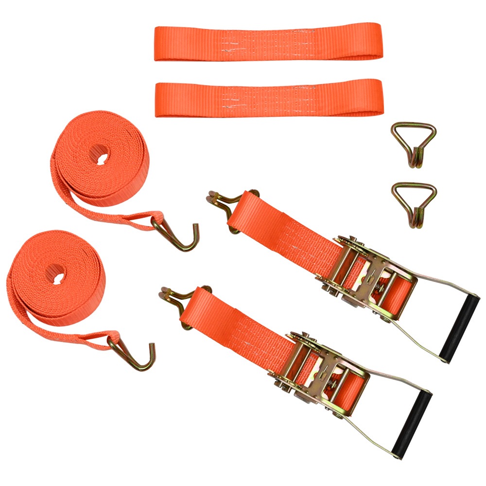 タイヤ固縛 ラッシングベルト ラッシング ベルト タイヤ 固定 車両固定 荷締めベルト 5ｍ 5メートル 2個セット 中間金具付き