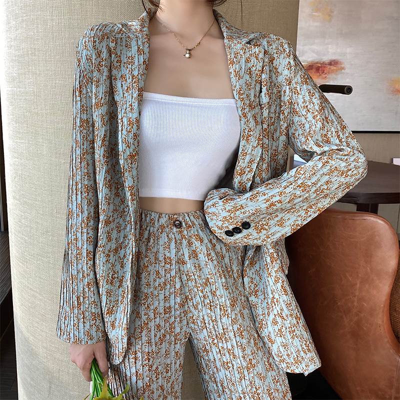 【今季トレンド】セットアップ レディース スーツ パンツ 上下セット 花柄 個性的 かっこいい セクシー ジャケット ミドル丈 ストレート 大きいサイズ S Ｍ L XL 2XL 3XL マニッシュ