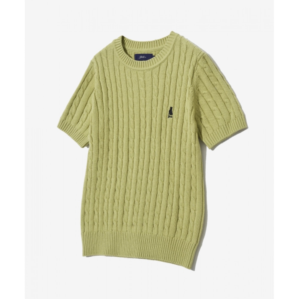 Yale レディースヘリテージダンケーブルショートスリーブラウンドニット VTG イエロー