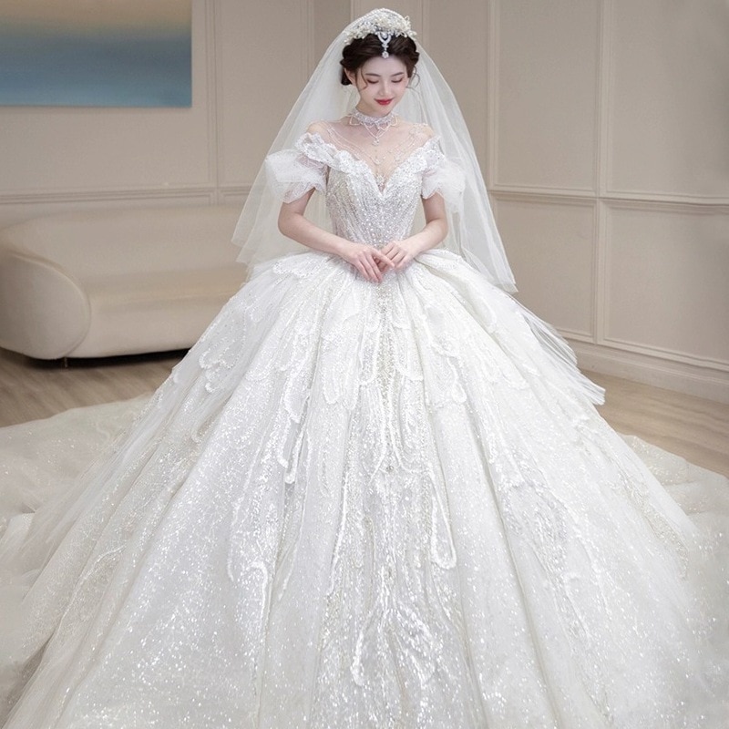 【高.品.質】2024 新作 高級感 気質 ワンピース 結婚式 ドレス 花嫁ロングドレス 結婚式ワンピース 韓国ファッション パーティードレス ウェディングドレス 白112