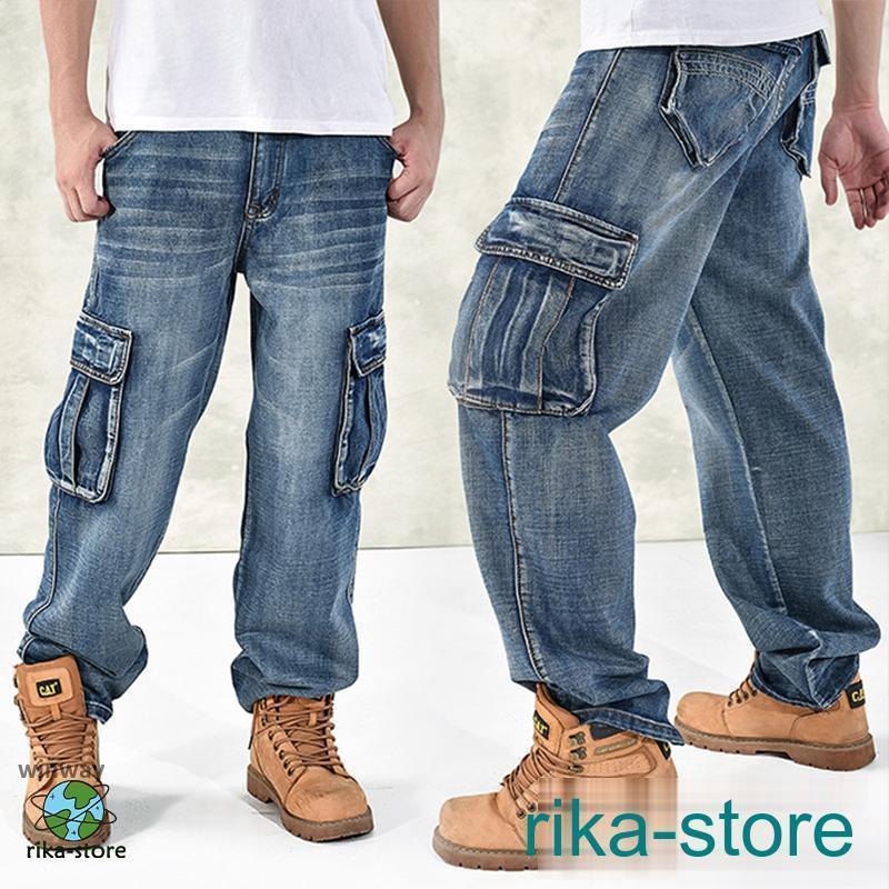 デニムパンツ メンズ カーゴパンツ ワイド ジーンズ ビッグシルエット バギーパンツ ジーパン ヒップホップ ストリート 個性 hiphop
