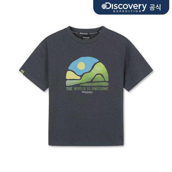 キッズフレッシュベントサンライズグラフィック半袖Tシャツ（D.GREY）_
