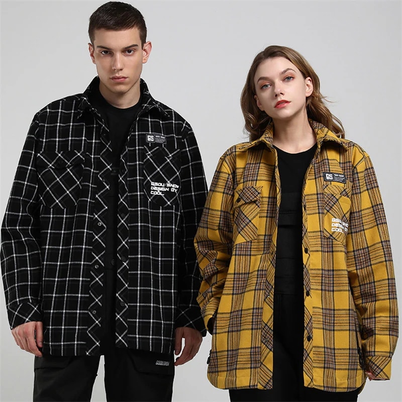 スノーボードウェア シャツ ジャケット 単品 レディース メンズ チェック柄 スノーウェア スキーウェア スノボ おしゃれ 防風防水防雪防寒保温通気 耐摩擦 韓国 Snowboardwea