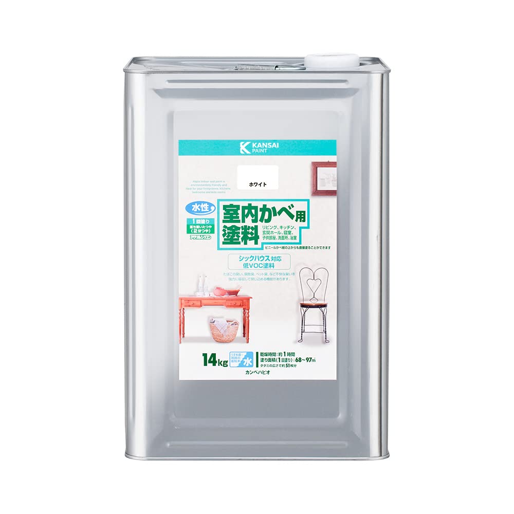 カンペハピオ ペンキ 塗料 水性 2分つや 室内かべ用 シックハウス対応 防カビ剤入り 室内かべ用塗料 ホワイト 14K 日本製 00317654013140