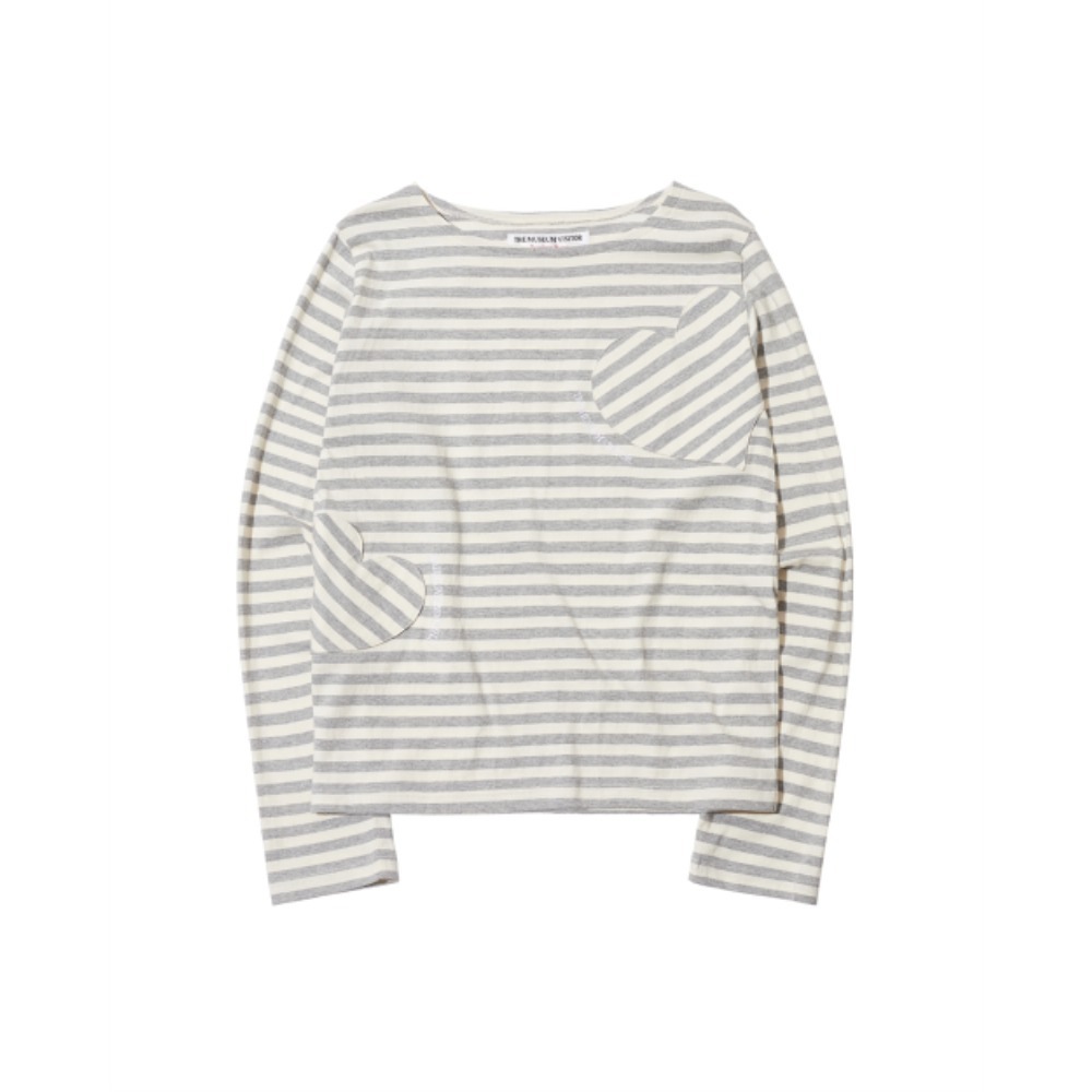 THE MUSEUM VISITOR HEART STRIPE LONG TSHIRT GREY 15649