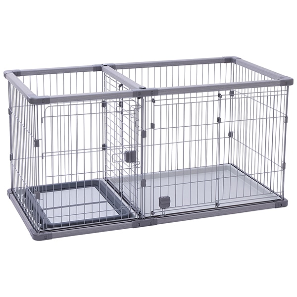 犬用 トイレのしつけが出来る ドッグルームサークルPlus グレー ワイド