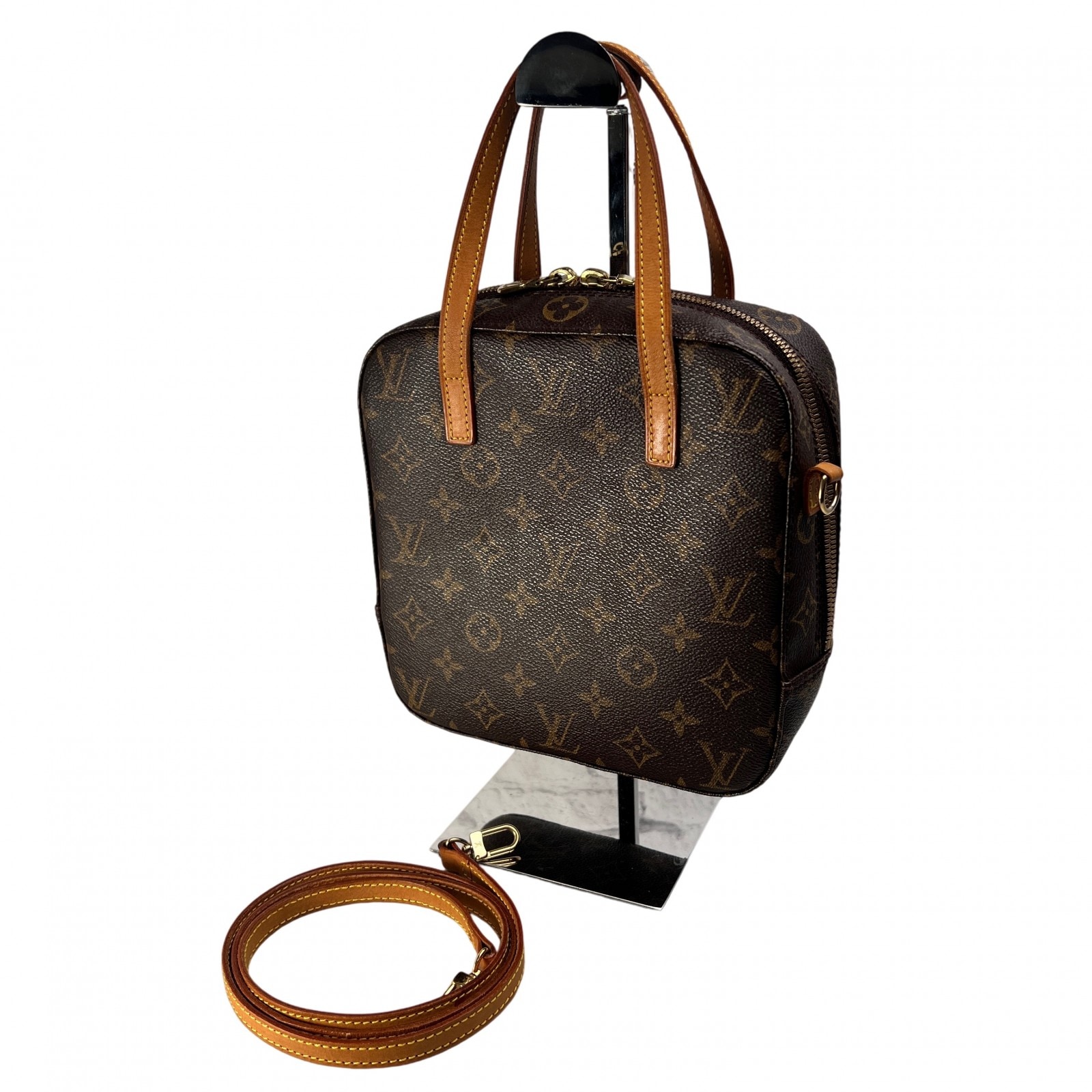 LOUIS VUITTON ルイヴィトン スポンティーニ ２WAY レザー ショルダーバッグ ブラウン A-13546