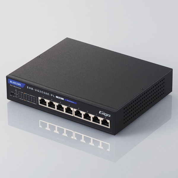EHB-UG2C08E-PL [法人用ノンインテリジェントスイッチングハブ/Gigabit対応/PoE/8ポート/ACアダプタモデル/小型筐体/3年保証]