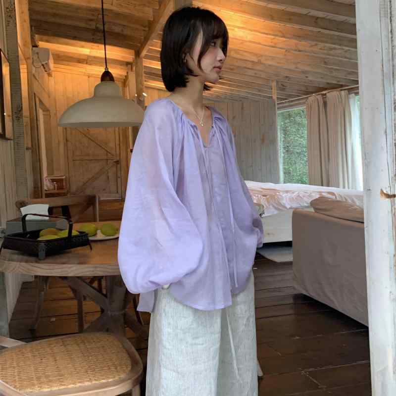 シャツ レディース 長袖 通勤 セットアップ 春 純色 ポリエステル ビスコース 接触冷感 吸湿速乾 軽量 通気性 防晒 UVカット ポロカラー プリンセススリーブ 切り替え デザイン ハイネック ゆ