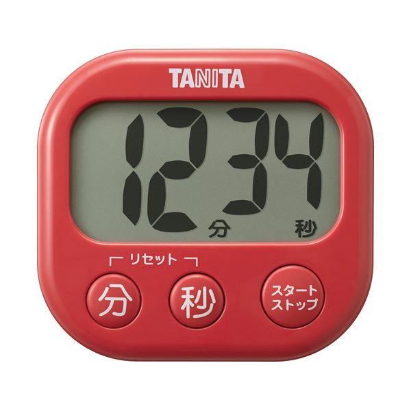 （まとめ） タニタ抗菌でか見えタイマー チェリーレッド TD-429-RD 1個 [x5セット]