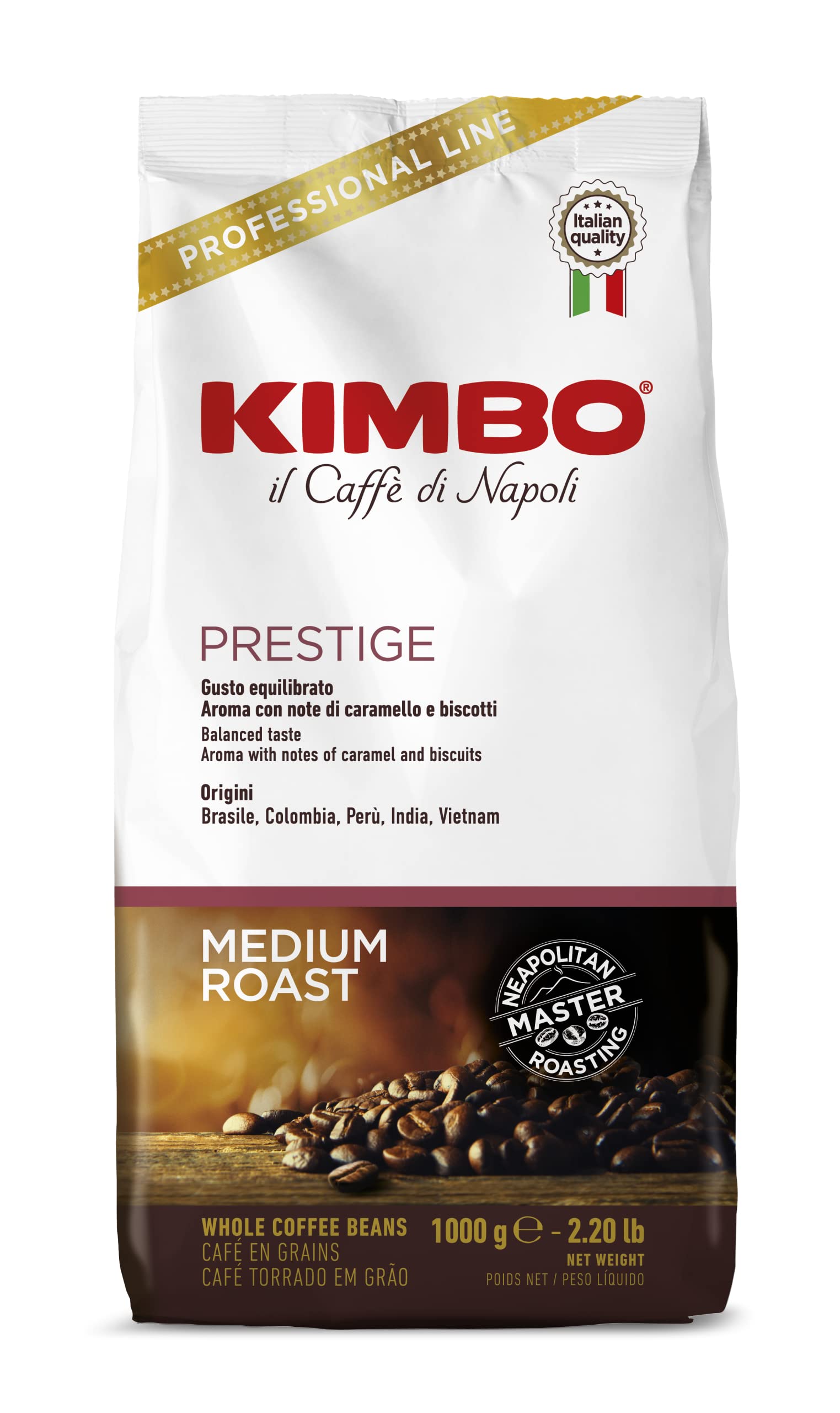 即日発送 キンボ(KIMBO)コーヒー豆 エスプレッソ イタリア(ミディアムロースト アラビカ70% ロブスタ30%)プレステージ 1kg