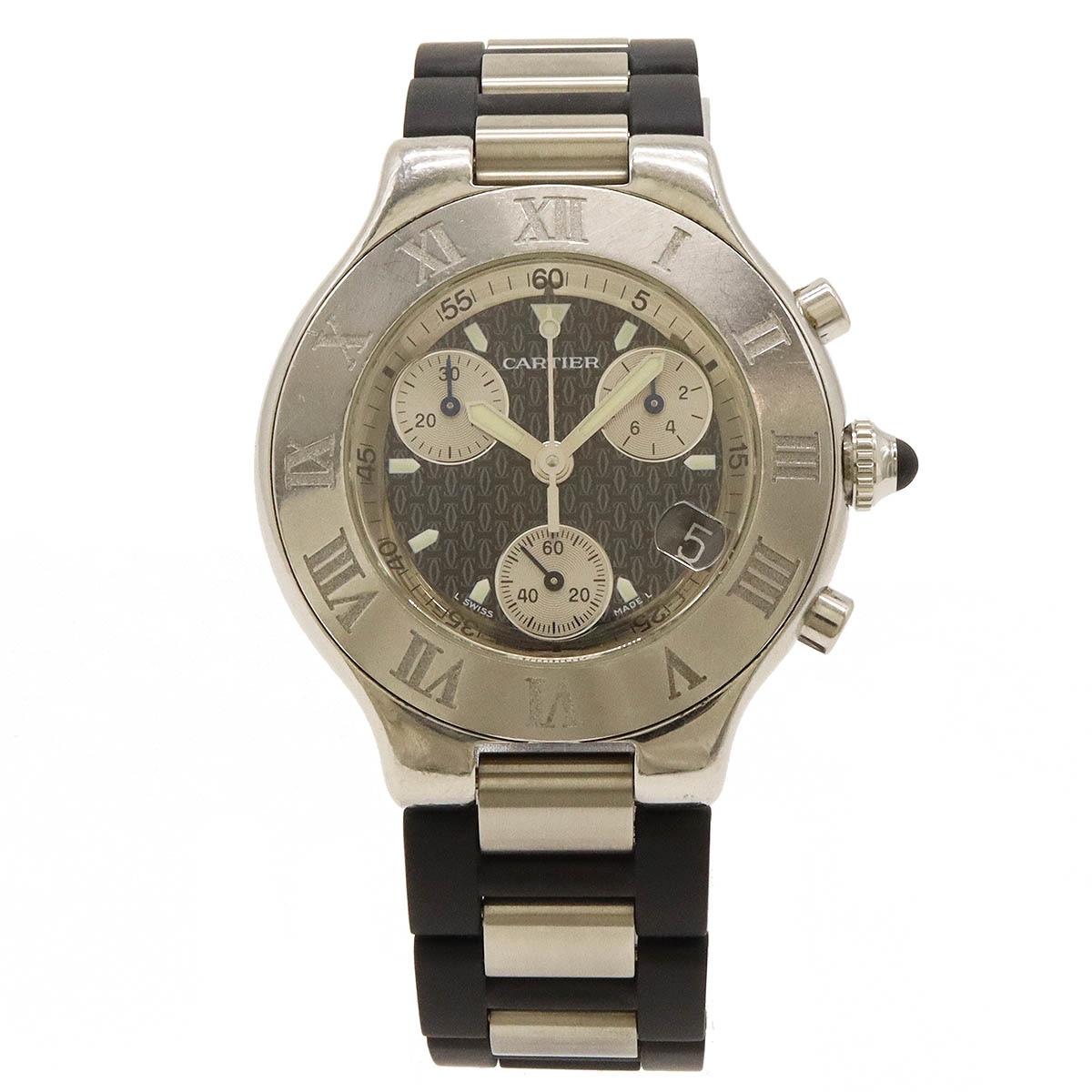 マスト21 ヴァンテアン クロノスカフ クロノグラフ SS ラバー メンズ QZ クォーツ 腕時計 W10125U