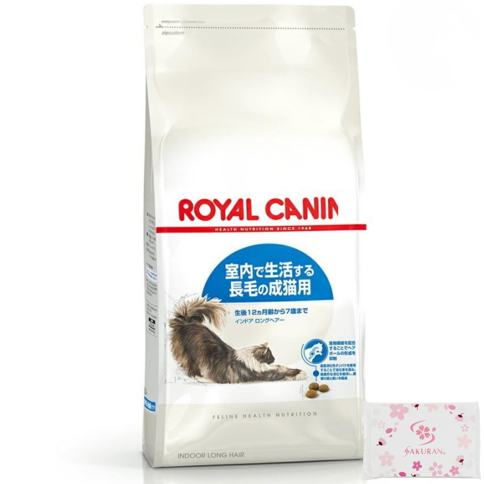 ロイヤルカナン FHN インドア ロングヘアー 成猫用 4kg 室内で生活する長毛の猫専用フード キャットフード ドライ + SAKURANポケットティッシュ