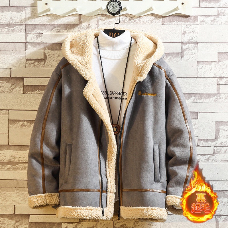 メンズ セーム革コート アウター フード付き 防寒ジャケット ブルゾン 暖かい 通勤 通学