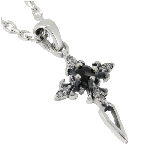 ブラック&ホワイト クロスダガー シルバーペンダントトップ