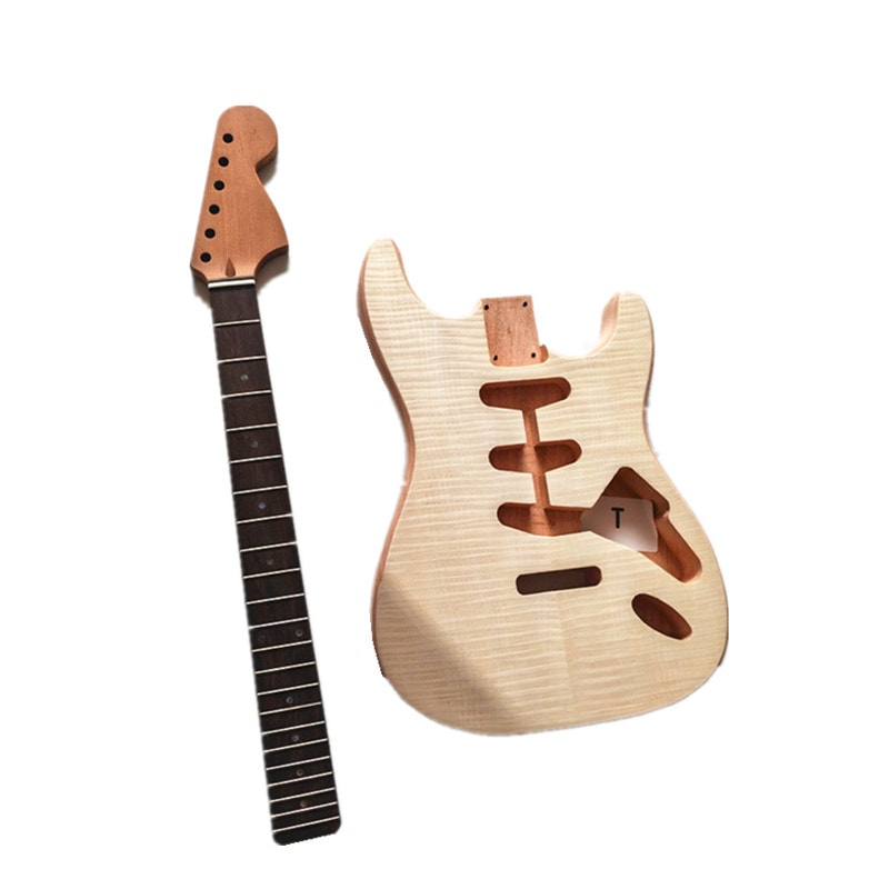 未完成の6弦STエレキギター無漆桃の心木琴身焼楓木の首22格赤木の指板 ハードウェアなし ペンキなし HG708