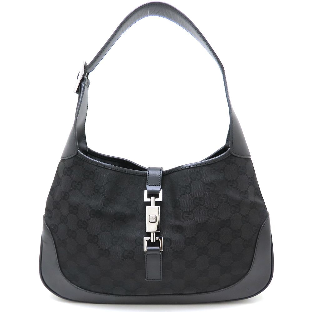 ジャッキー 00963 ショルダーバッグ GGキャンバスxレザー ブラック/352622【中古】