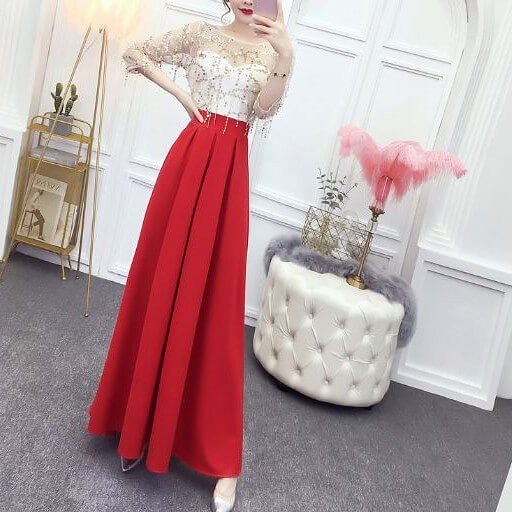 パーティドレス ワンピース きれいめ レディース40代 結婚式 韓国 30代 およばれ 二次会 演奏会 半袖 黒 赤 バイカラー おしゃれ 上品 大人 マキシ丈 ロング丈 春 夏