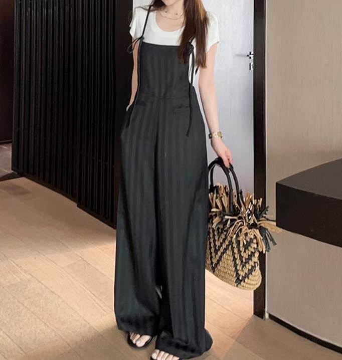 レディース ボトムス サロペット キャミソール ストレートパンツ ロングパンツ ワークパンツ ワイドパンツ カーゴパンツ ロング 袖なし スクエアネック ワイド ストレート Iライン ストリート リボ